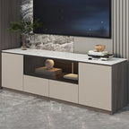 Mobile TV a cassetti lungo in pietra grigio scuro 94 con luci LED