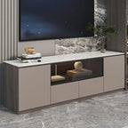 Mobile TV a cassetti lungo in pietra grigio scuro 94 con luci LED