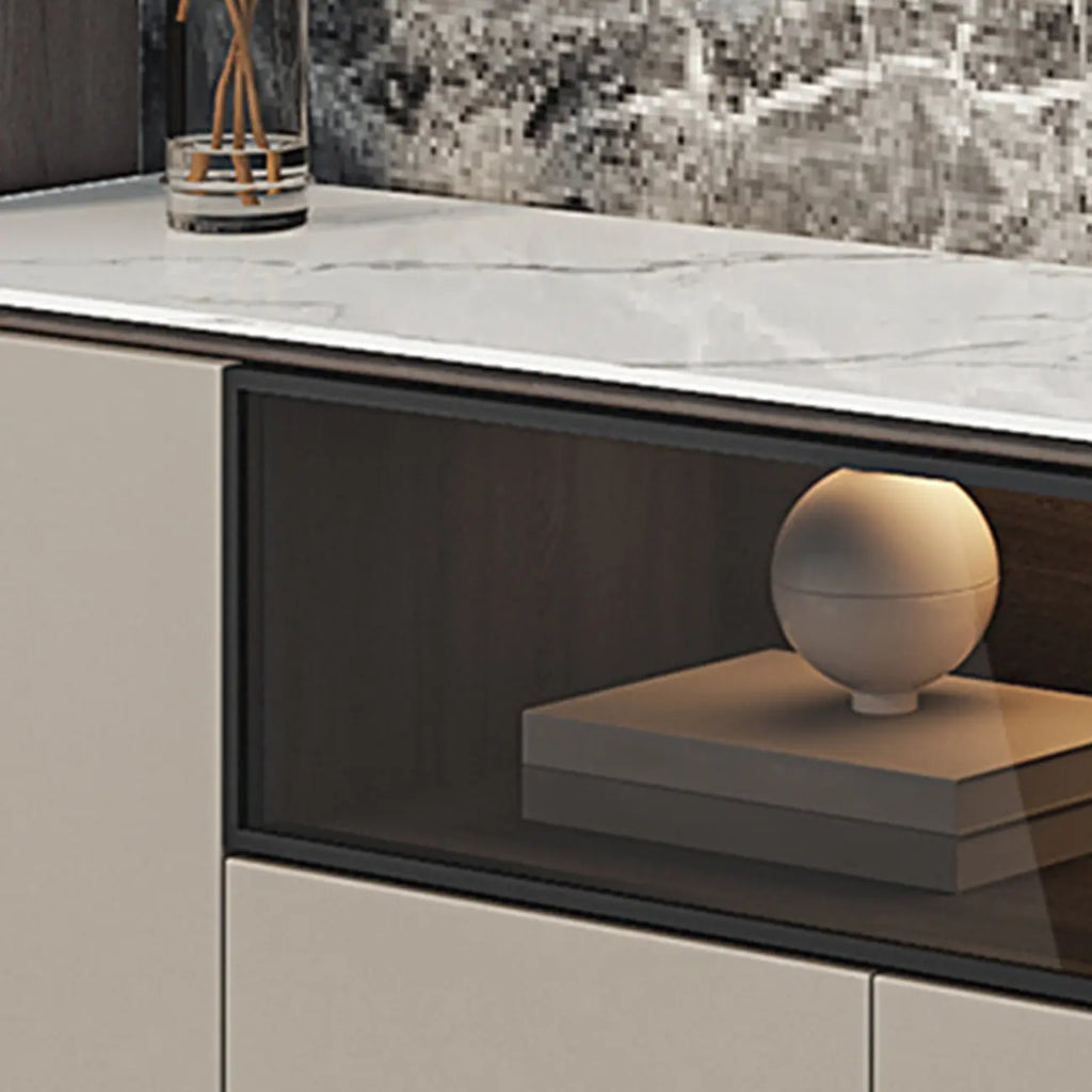 Mobile TV a cassetti lungo in pietra grigio scuro 94 con luci LED