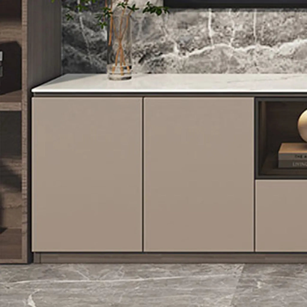 Mobile TV a cassetti lungo in pietra grigio scuro 94 con luci LED