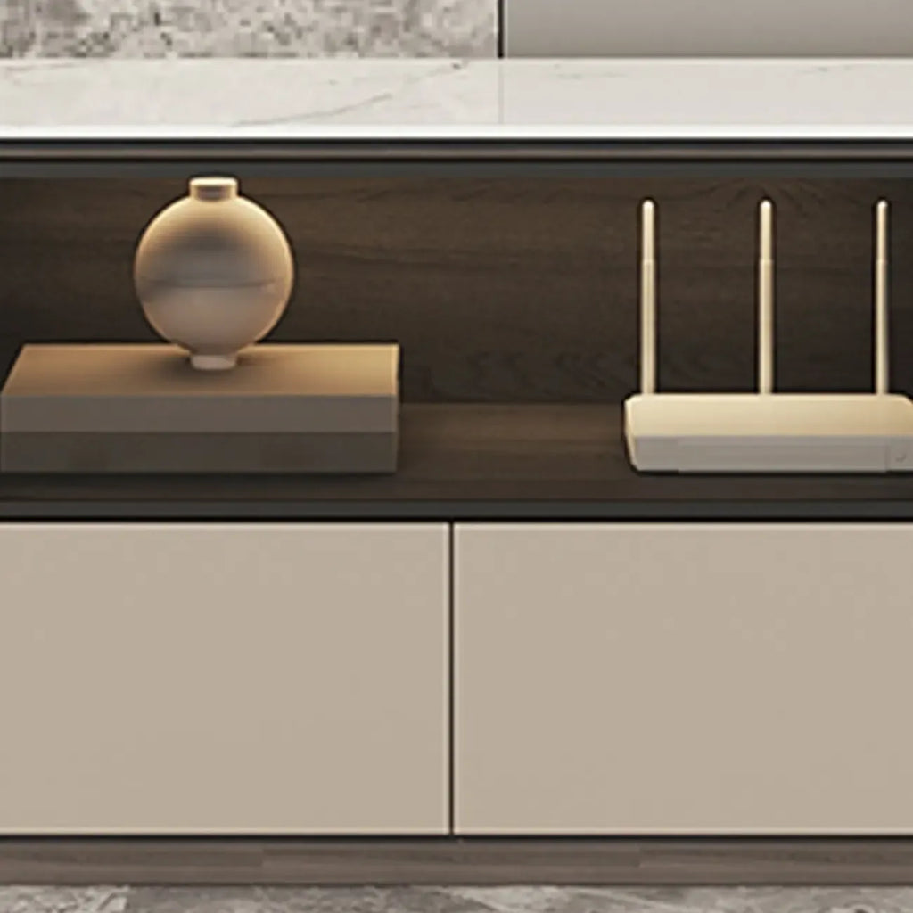 Mobile TV a cassetti lungo in pietra grigio scuro 94 con luci LED
