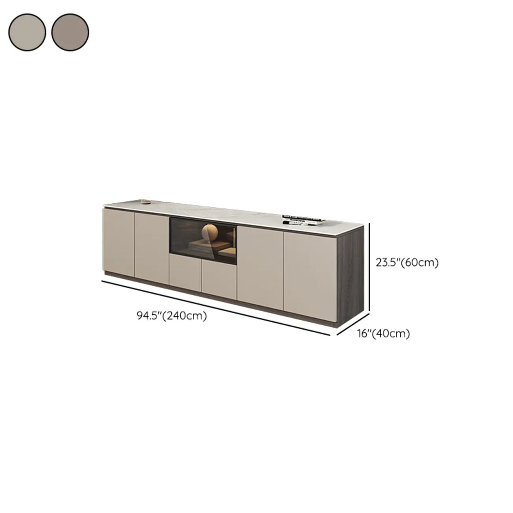 Mobile TV a cassetti lungo in pietra grigio scuro 94 con luci LED
