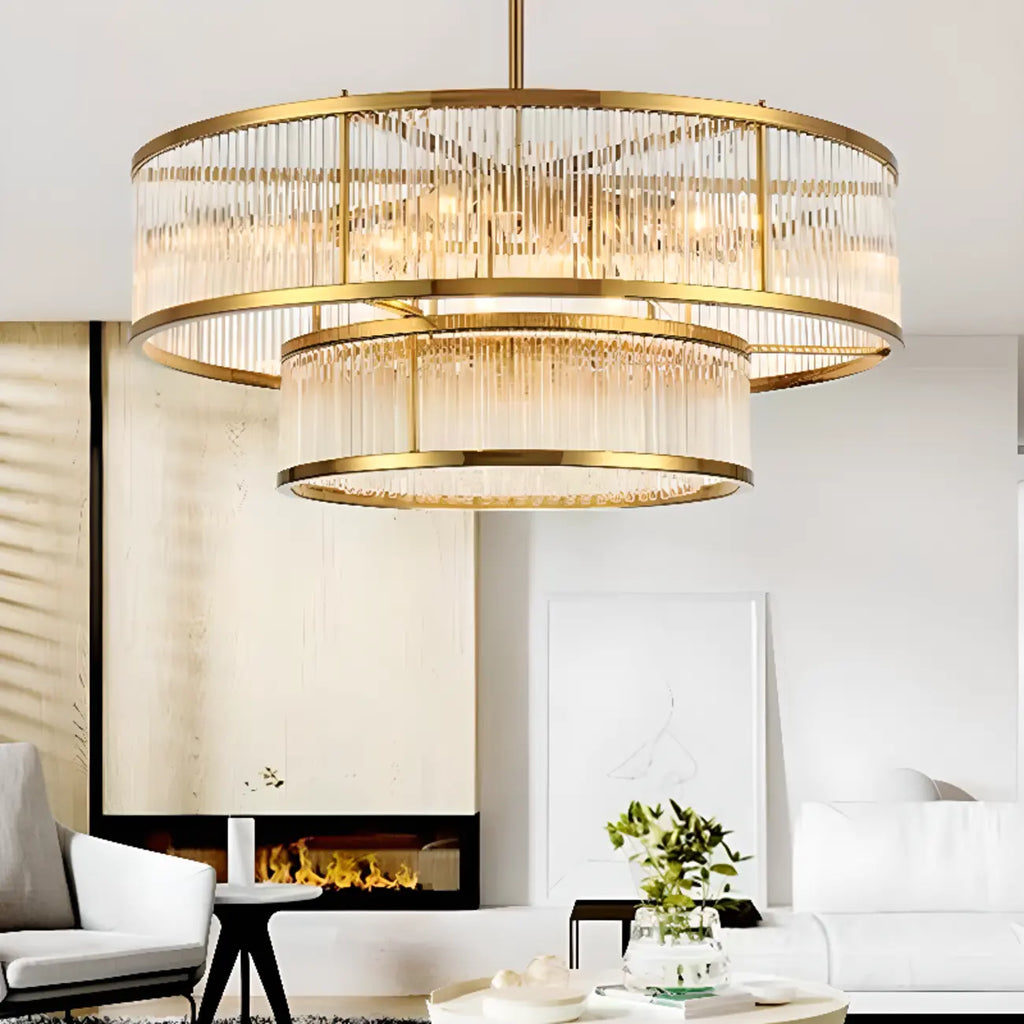Lustre Glamorous Circle à 2 niveaux en cristal