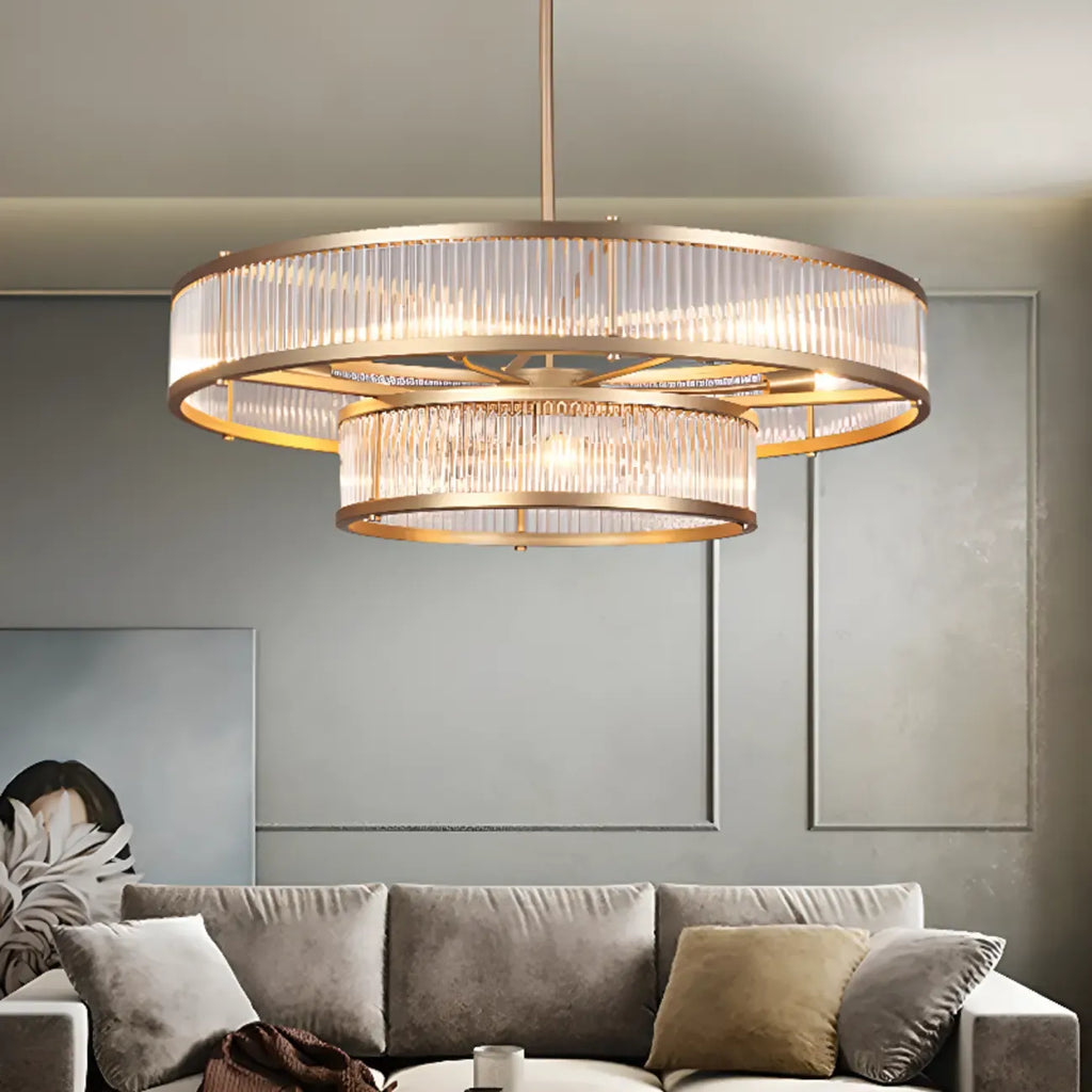 Lustre Glamorous Circle à 2 niveaux en cristal