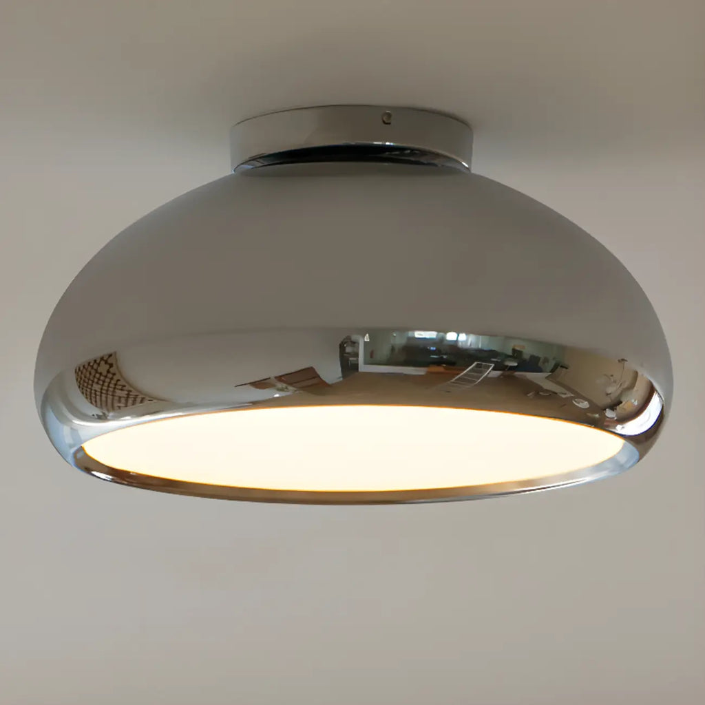 Plafonnier semi-encastré rond argenté moderne