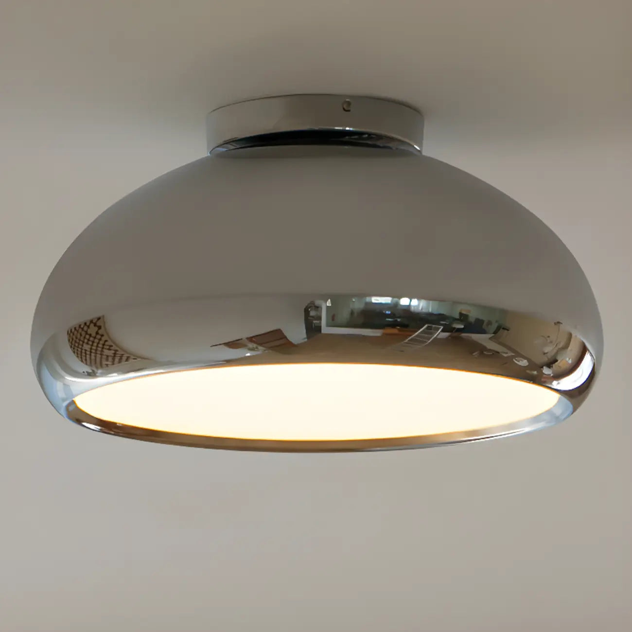 Plafonnier semi-encastré rond argenté moderne