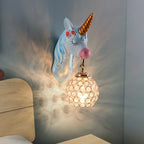 Applique murale licorne pour enfant avec globe en cristal pour chambre à coucher