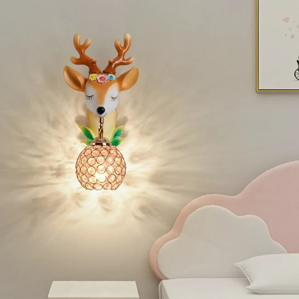 Applique murale licorne pour enfant avec globe en cristal pour chambre à coucher