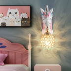 Applique murale licorne pour enfant avec globe en cristal pour chambre à coucher