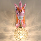 Applique murale licorne pour enfant avec globe en cristal pour chambre à coucher