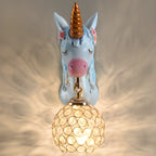 Applique murale licorne pour enfant avec globe en cristal pour chambre à coucher