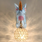 Applique murale licorne pour enfant avec globe en cristal pour chambre à coucher