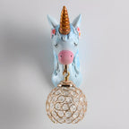 Applique murale licorne pour enfant avec globe en cristal pour chambre à coucher