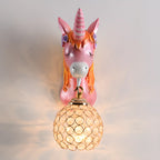 Applique murale licorne pour enfant avec globe en cristal pour chambre à coucher