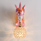 Applique murale licorne pour enfant avec globe en cristal pour chambre à coucher