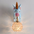 Applique murale licorne pour enfant avec globe en cristal pour chambre à coucher