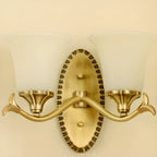 Applique murale en laiton de 25 à 35 cm avec abat-jour en verre pour chambre à coucher