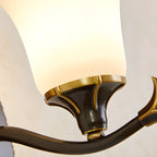 Applique murale en laiton de 25 à 35 cm avec abat-jour en verre pour chambre à coucher