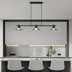 Applique murale moderne en verre noir conique à 3 lumières pour îlot central
