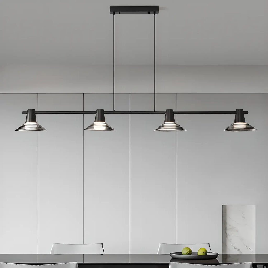 Applique murale moderne en verre noir conique à 3 lumières pour îlot central