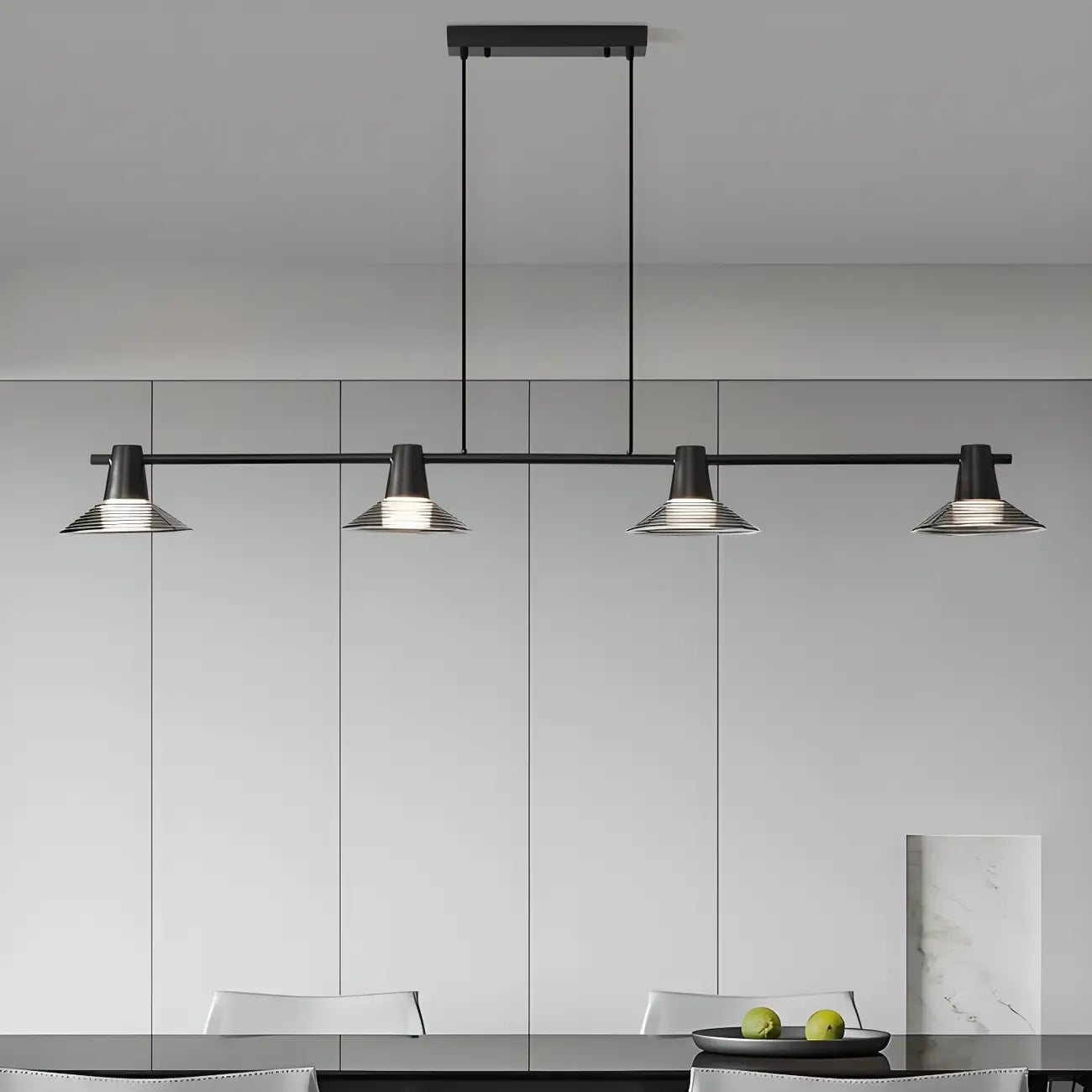 Applique murale moderne en verre noir conique à 3 lumières pour îlot central