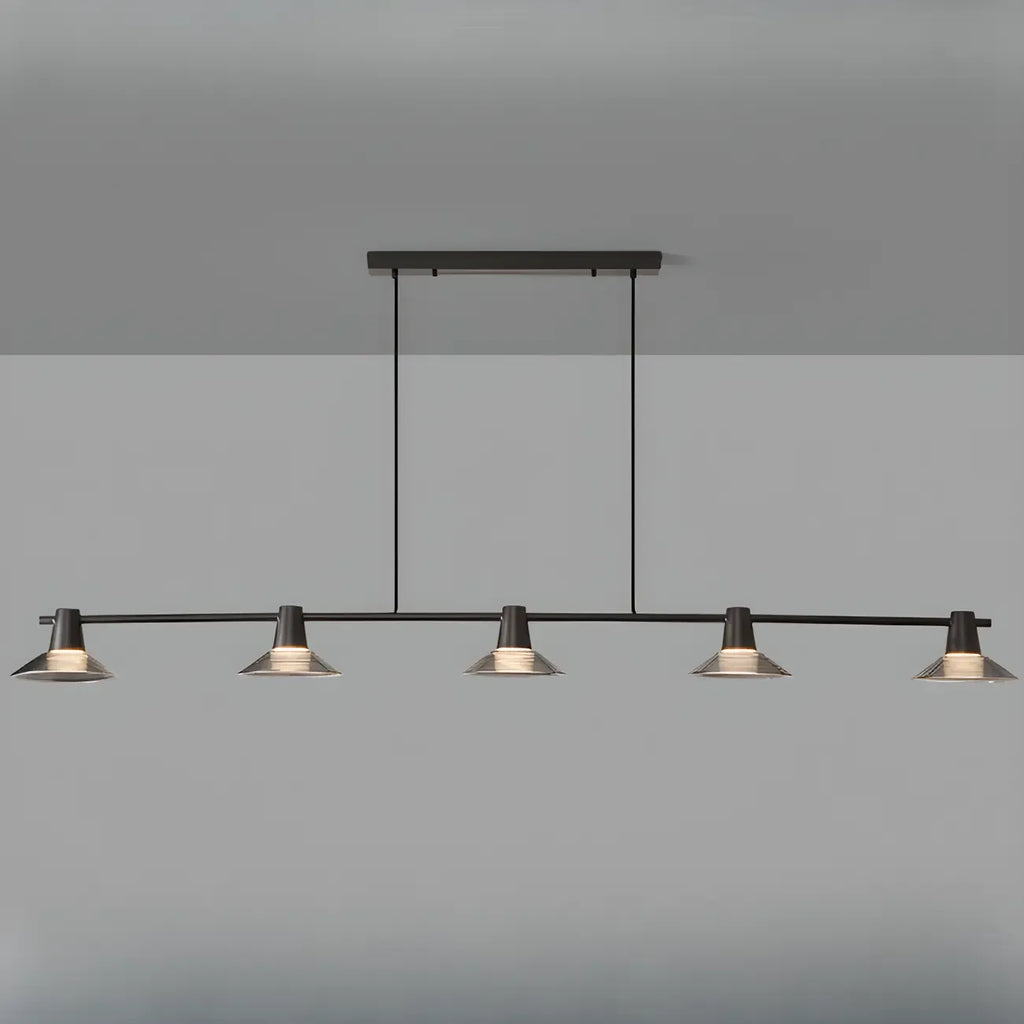 Applique murale moderne en verre noir conique à 3 lumières pour îlot central