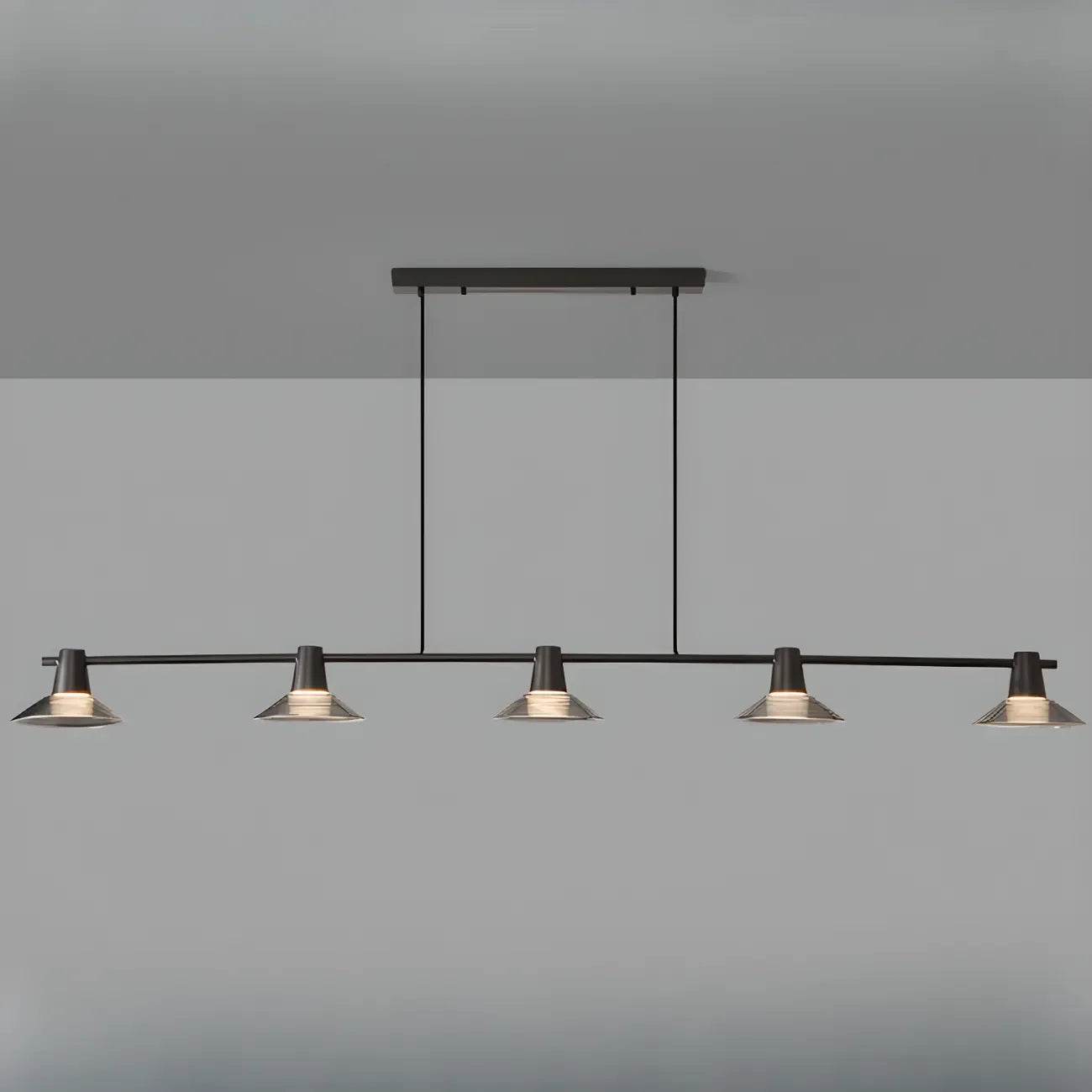 Applique murale moderne en verre noir conique à 3 lumières pour îlot central