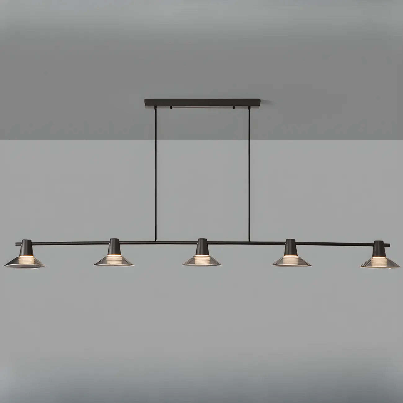 Applique murale moderne en verre noir conique à 3 lumières pour îlot central