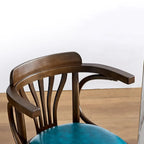 Sgabello da bar girevole imbottito in pelle blu anticata