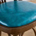 Sgabello da bar girevole imbottito in pelle blu anticata