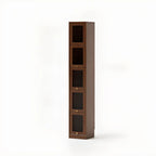 Bibliothèque verticale en bois de cerisier avec portes vitrées