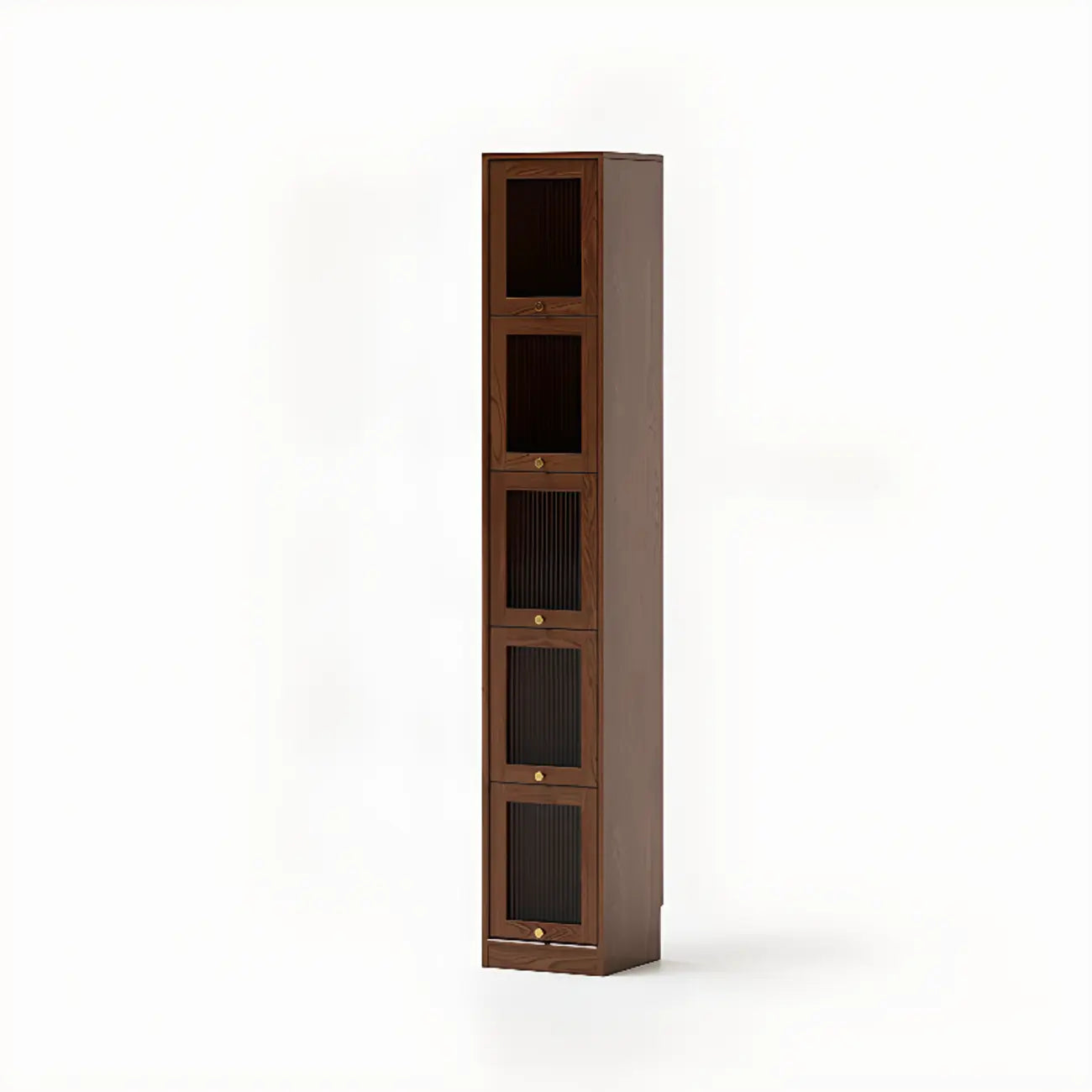 Bibliothèque verticale en bois de cerisier avec portes vitrées