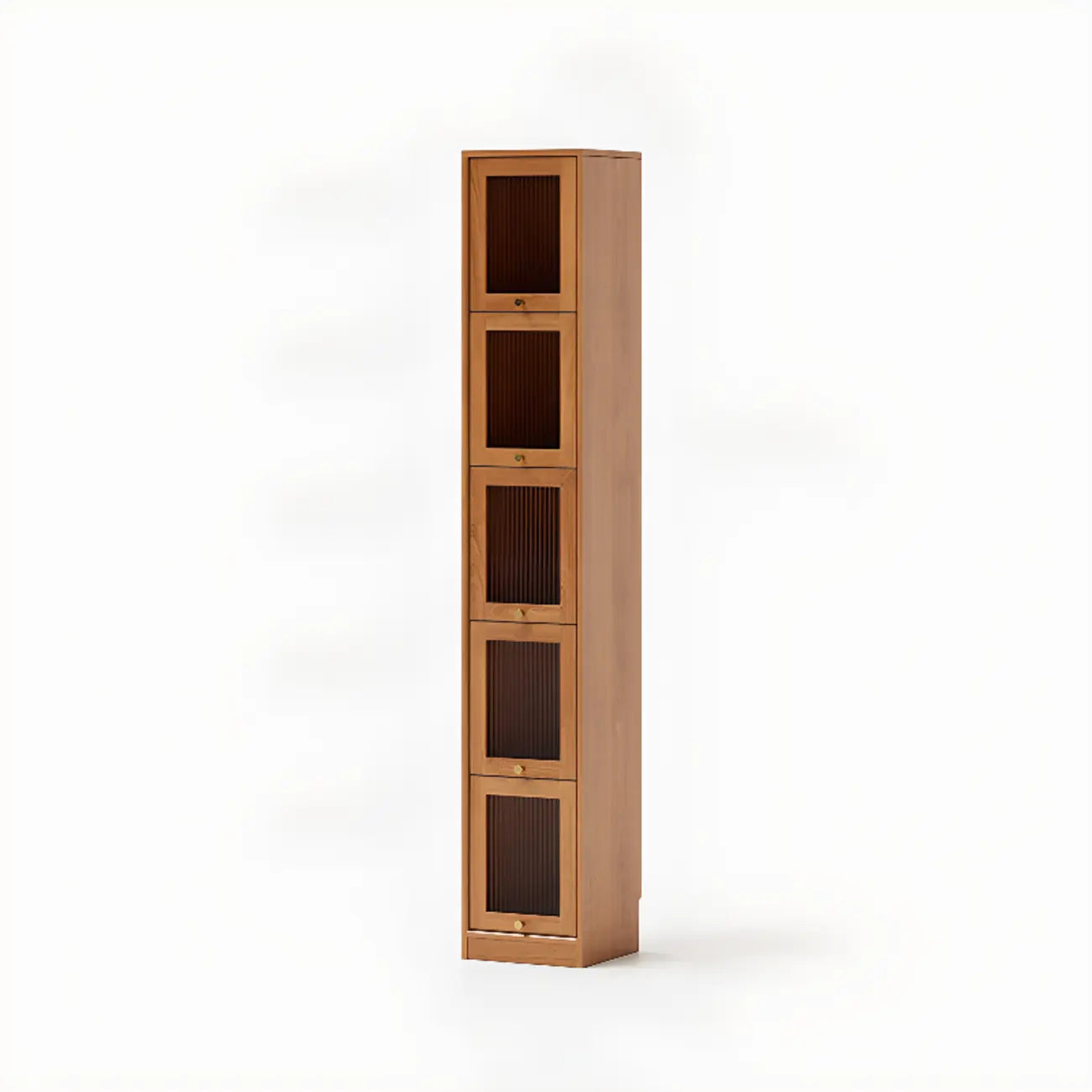 Bibliothèque verticale en bois de cerisier avec portes vitrées