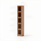 Bibliothèque verticale en bois de cerisier avec portes vitrées