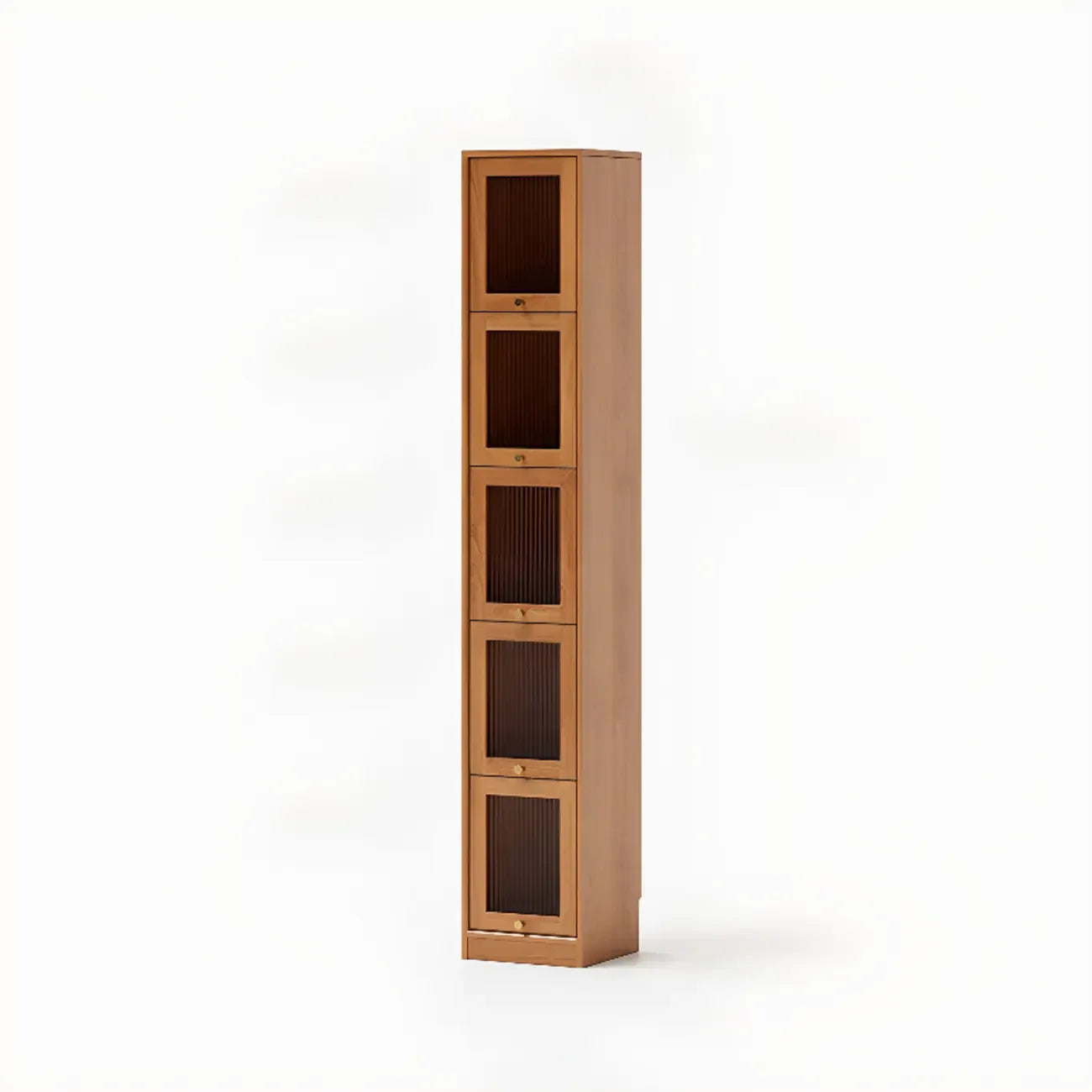 Bibliothèque verticale en bois de cerisier avec portes vitrées
