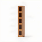Bibliothèque verticale en bois de cerisier avec portes vitrées
