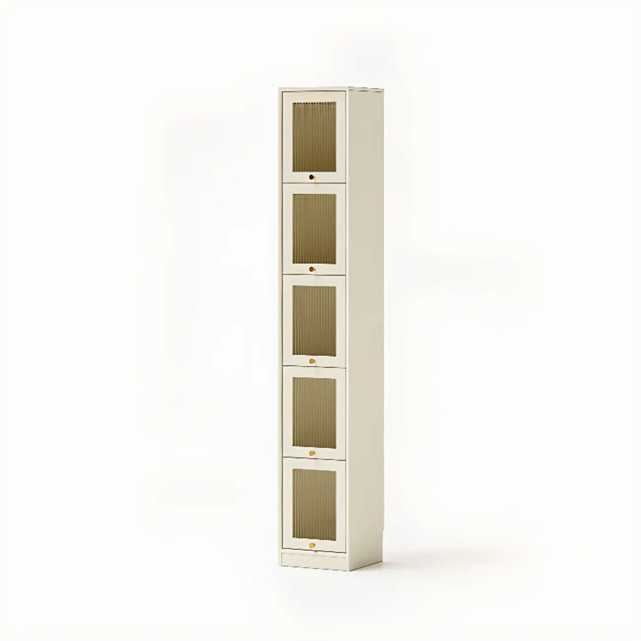 Bibliothèque verticale en bois de cerisier avec portes vitrées