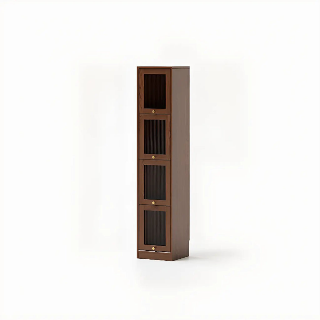 Bibliothèque verticale en bois de cerisier avec portes vitrées