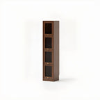 Bibliothèque verticale en bois de cerisier avec portes vitrées
