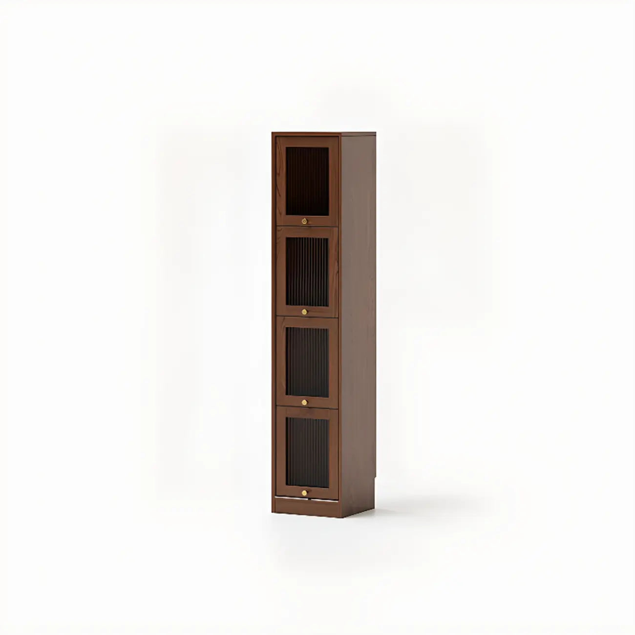 Bibliothèque verticale en bois de cerisier avec portes vitrées