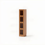 Bibliothèque verticale en bois de cerisier avec portes vitrées