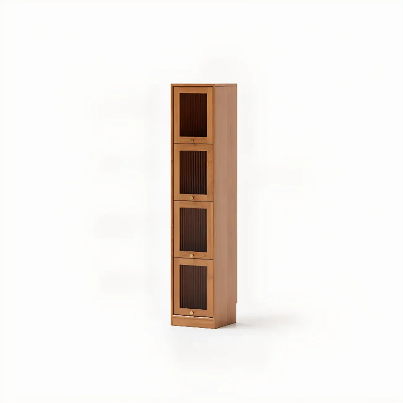 Bibliothèque verticale en bois de cerisier avec portes vitrées