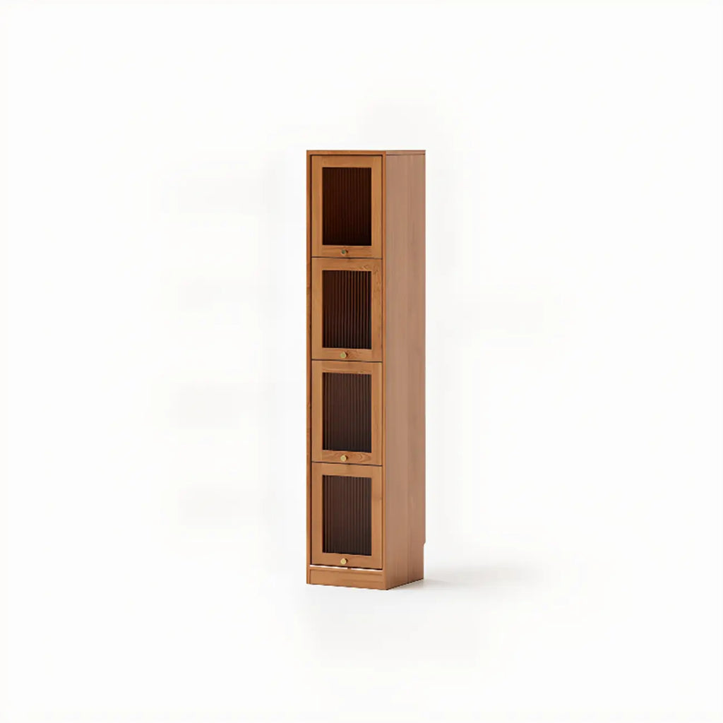 Bibliothèque verticale en bois de cerisier avec portes vitrées