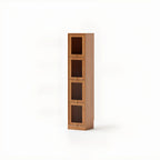 Bibliothèque verticale en bois de cerisier avec portes vitrées