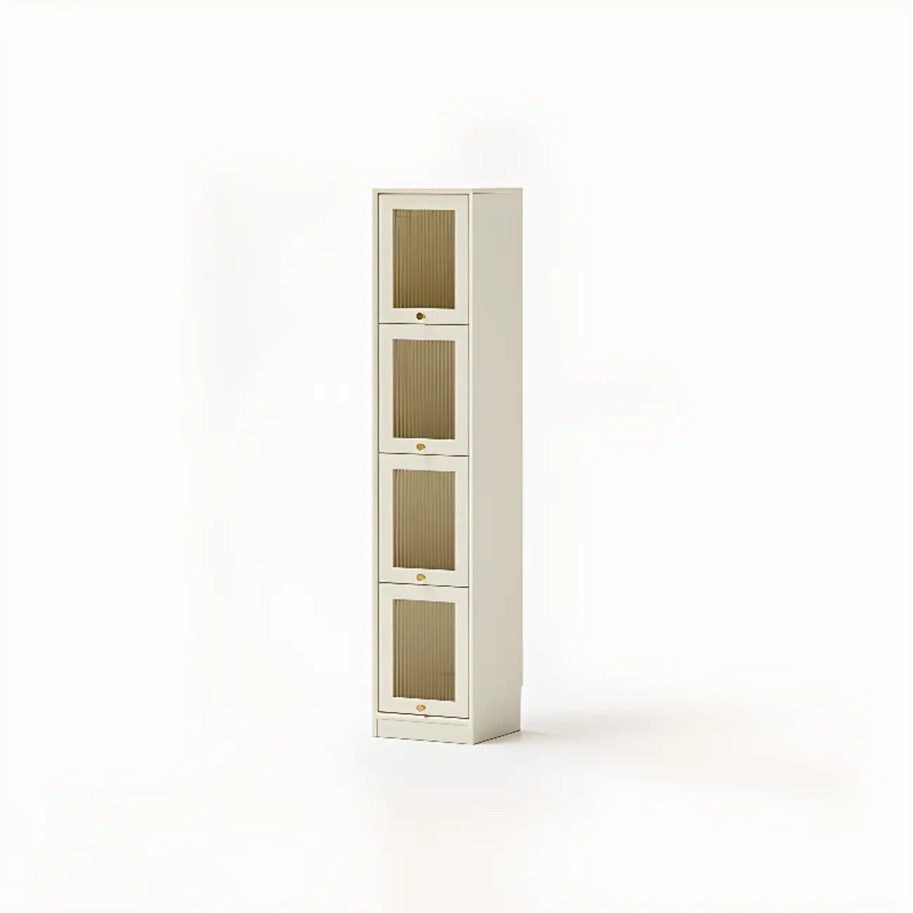 Bibliothèque verticale en bois de cerisier avec portes vitrées