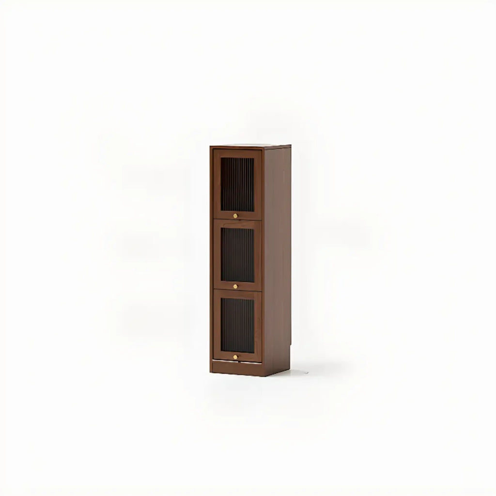 Bibliothèque verticale en bois de cerisier avec portes vitrées