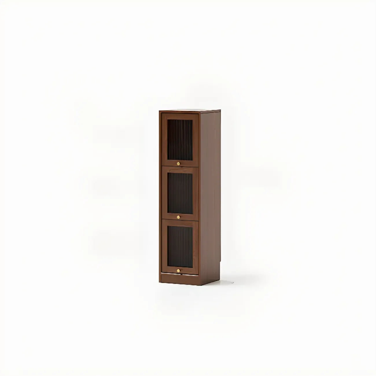 Bibliothèque verticale en bois de cerisier avec portes vitrées