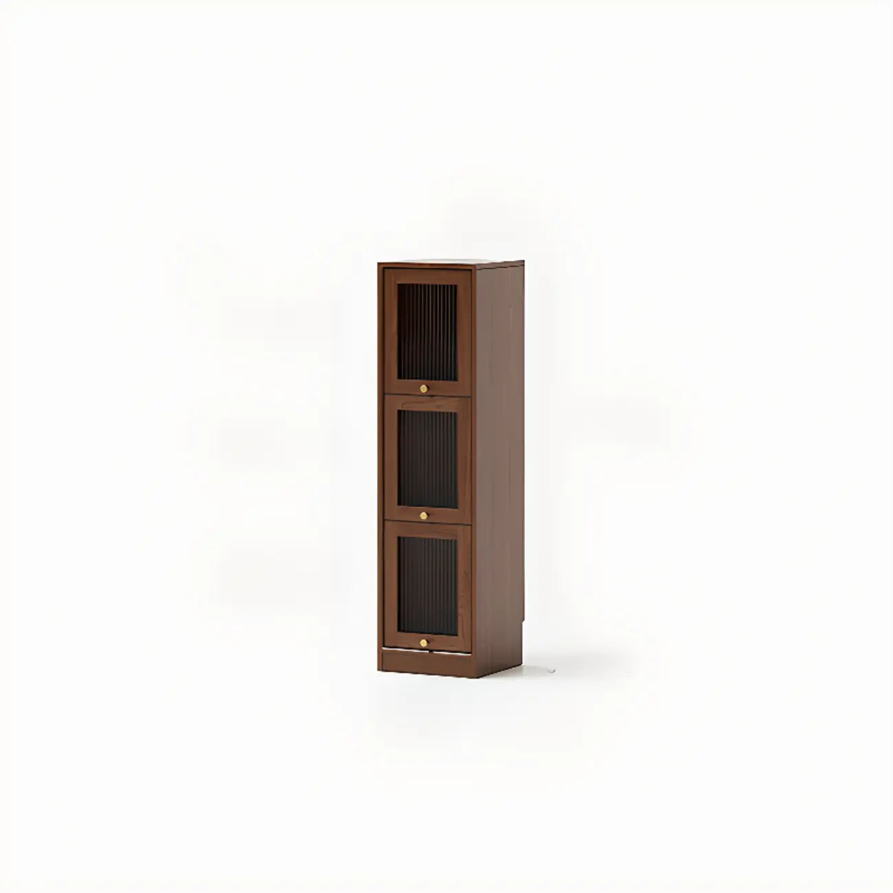 Bibliothèque verticale en bois de cerisier avec portes vitrées