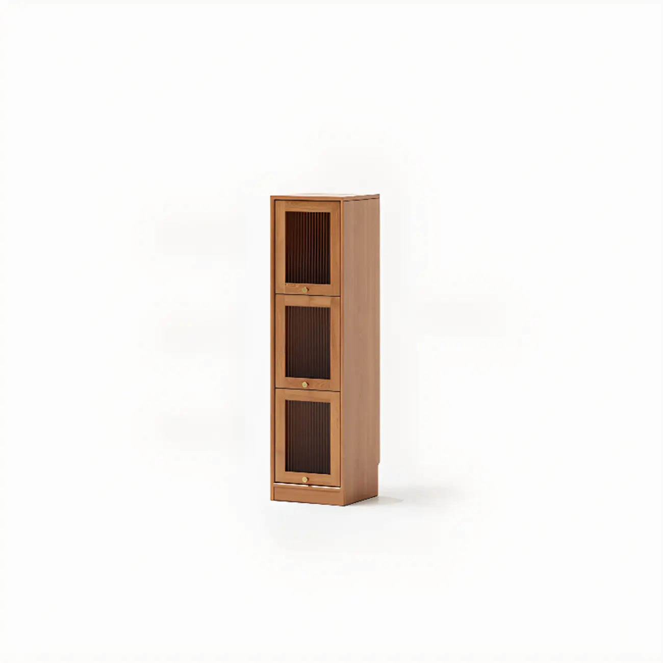 Bibliothèque verticale en bois de cerisier avec portes vitrées