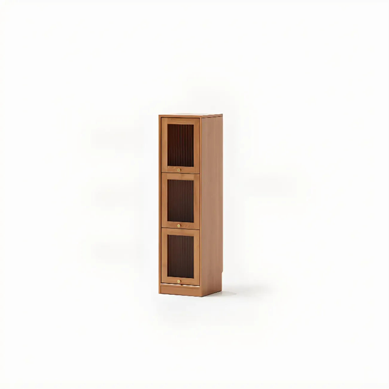 Bibliothèque verticale en bois de cerisier avec portes vitrées